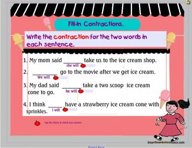Get the Scoop on Contractions: Smartboard Lesson/Activity